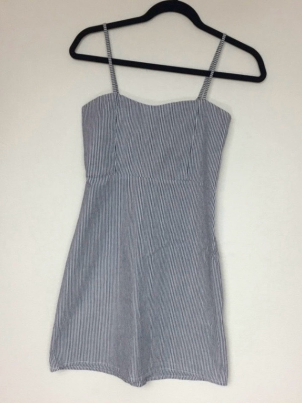 Brandy Melville Juniors Blue Gray White Stripe Sweetheart Mini Dress XS Coastal
